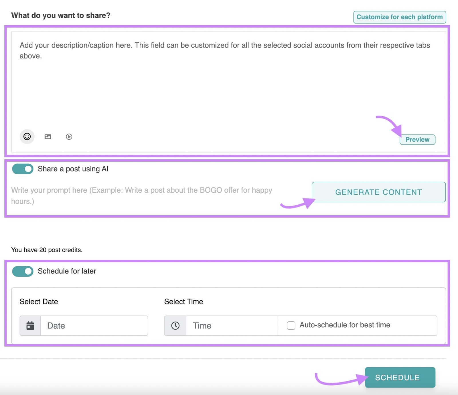 Creating a post from RecurPost's interface