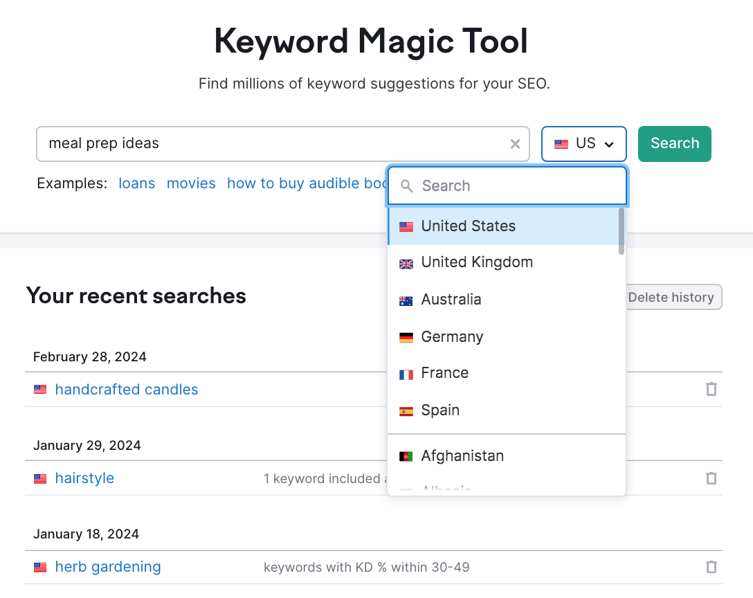 Semrush's Keyword Magic Tool